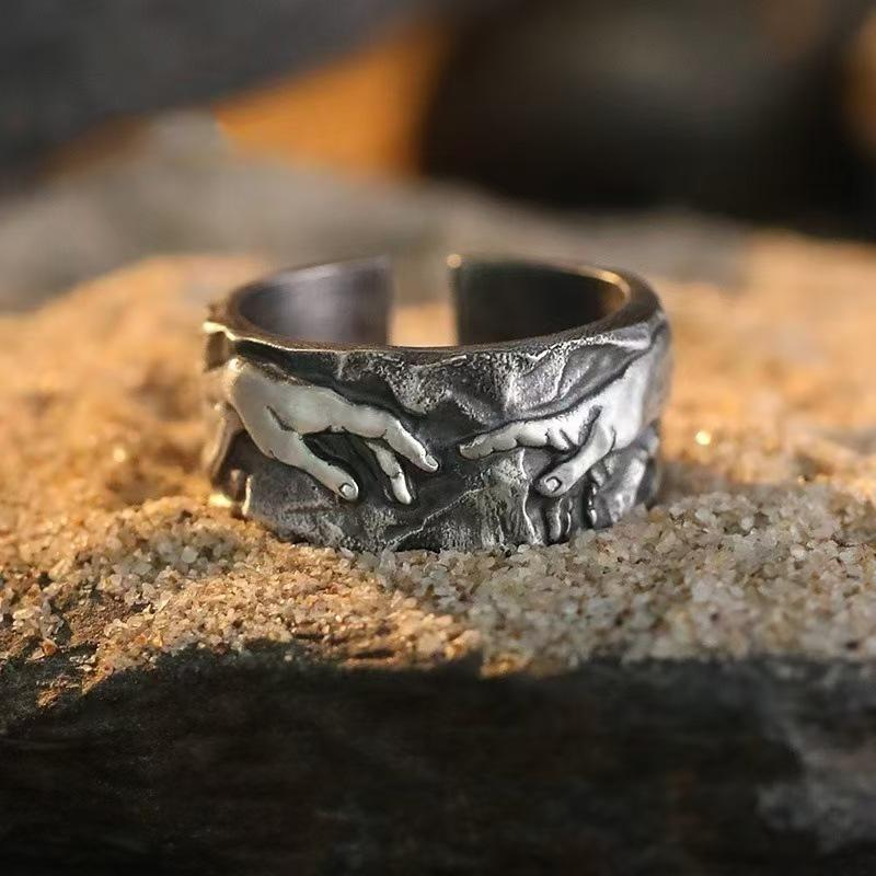Vintage Religiöser Glaube Offene Ringe Für Männer Retro Die Hand Gottes Künstlerische Meisterwerke Offene Ringe Geschenke Für Freund