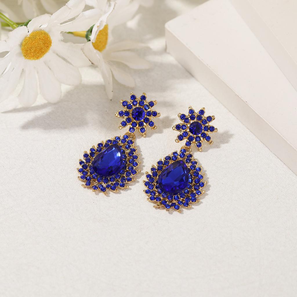 Elegant Flower Crystal Drop Earrings For Formal Dinner Women Jewelry