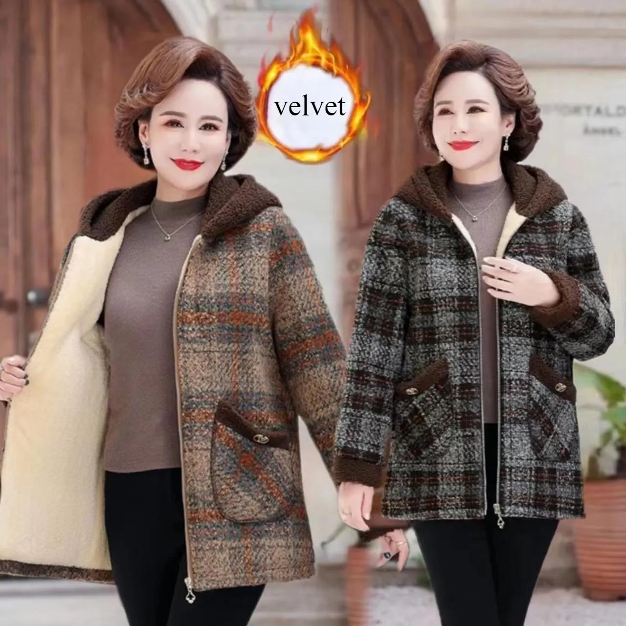 

Зимняя одежда Плюс Утолщенная бархатная куртка Куртка из гранулированного бархата, женская куртка средней длины на осень и зиму с капюшоном, теплая, с капюшоном 8XL серый