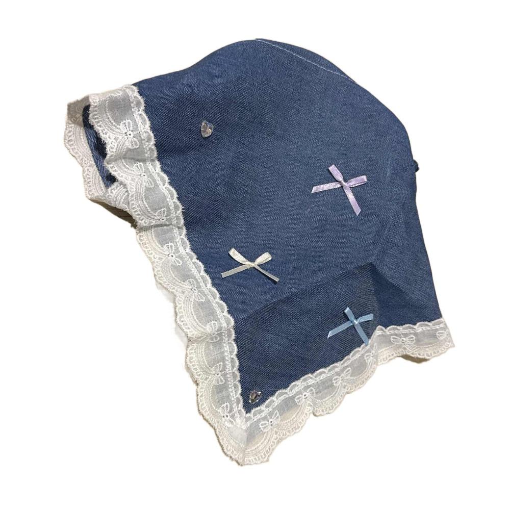 Korean Lace Hair Band Crystal Women Hair Scarf Vintage Denim Triangle Headscarf Children