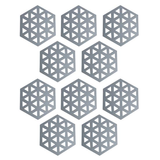 10Pcs Cup Coasters Creative Hexagon Hollow Heat Insulated Home Felt Cup Mat Hot