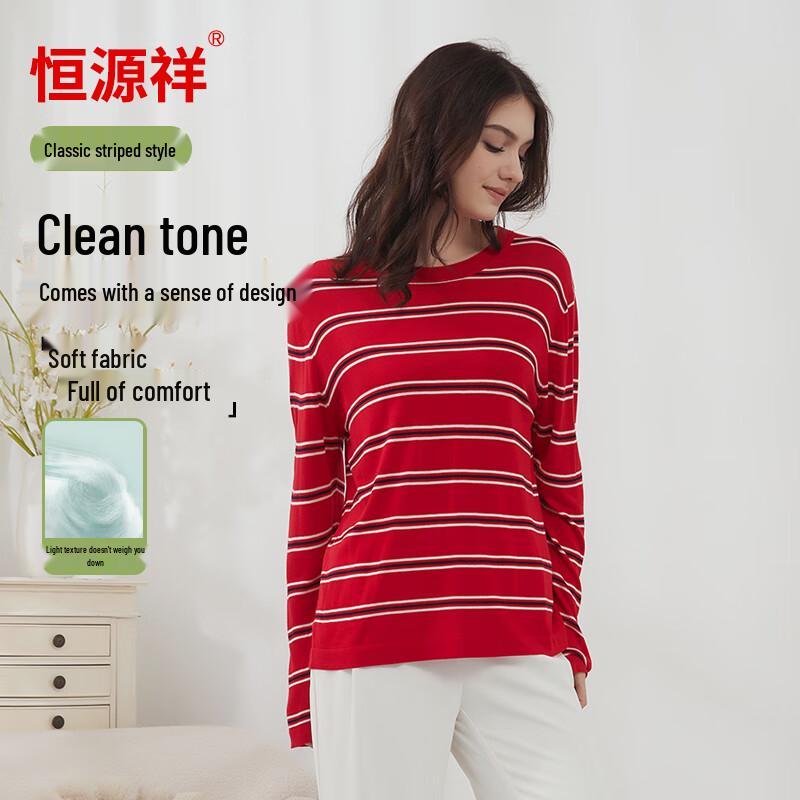 

Hengyuanxiang Women s Striped Long Sleeve Knit Sweater One Size