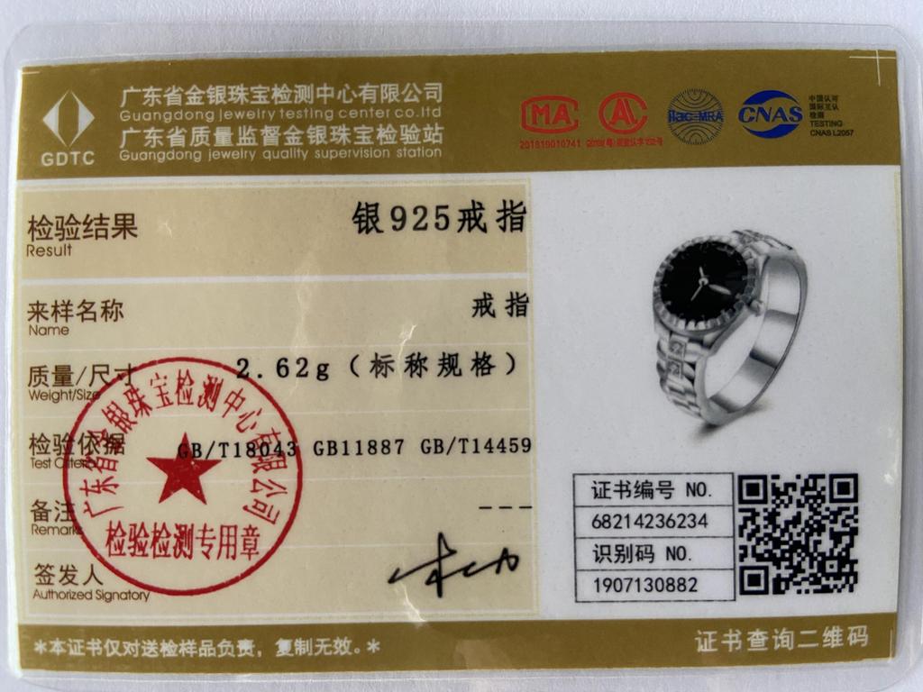 925 Sterling Silver Crystals Rings For Women Lady Like Watch Style Cute Fashion Classic Jewelry