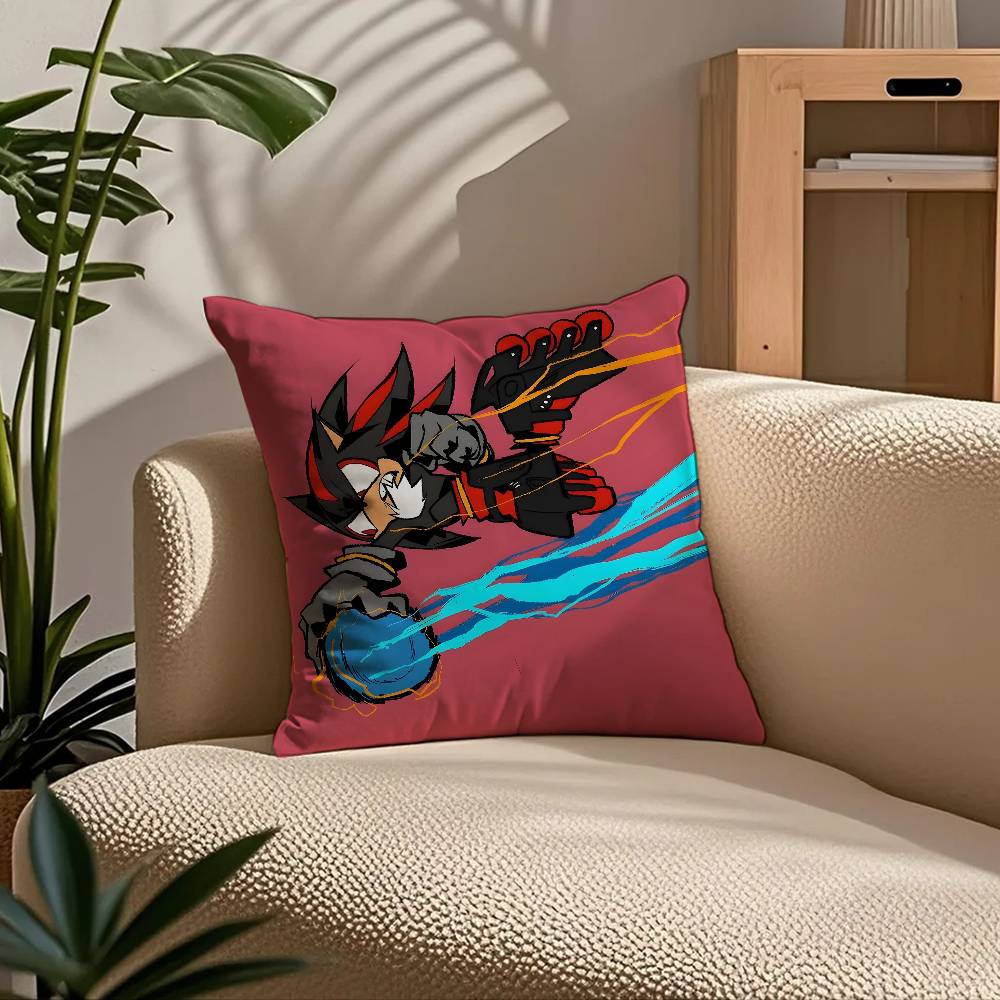 Anime S-Sonic the H-Hedgehog Pillow Case Comfort Sofa Bed Silky Elegant Invisible Zipper Custom Decorative Cushion Cover