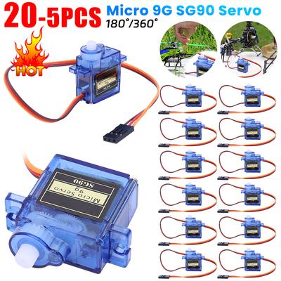 1-20PCS QC Standard SG90 9G Servo 180/360 Degree RC Servo 9G Lightweight Plastic Gear for RC Helicopter Fixed-Wing Aircraft