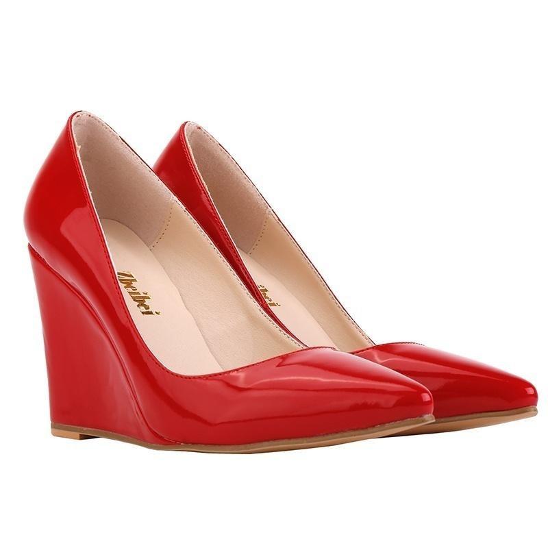 Sexy Stiletto-Pumps mit spitzer Zehenpartie aus Lackleder für Damen, Rot, Büro-Hochzeitsschuhe