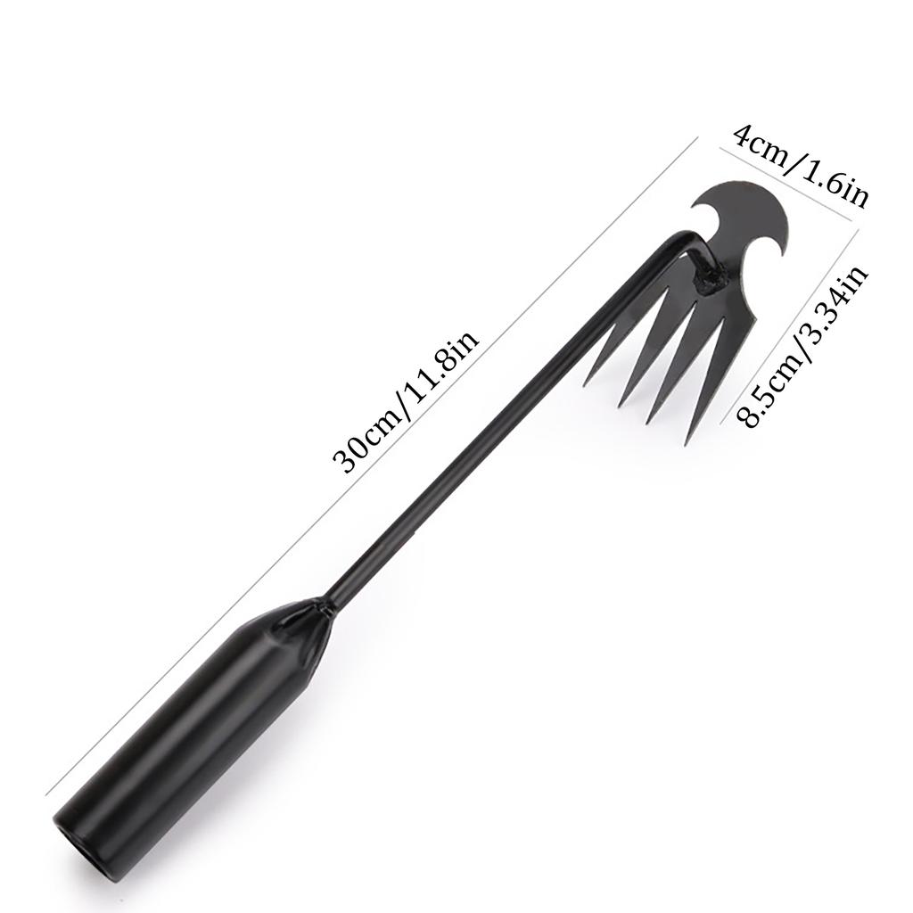 2 In 1 Garden Rake Manual WSeed Grass Rooting Tool Puller Shovel 4 Teeth Weeding Removal Hand Gardening Loose Soil Tool Weeder