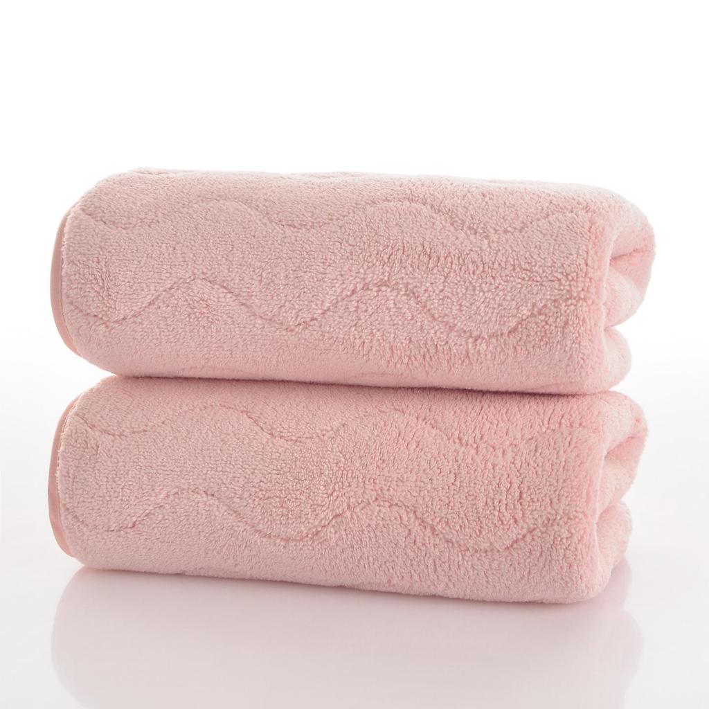 Coral Fleece Wavy Pattern Towel - Soft, Antibacterial Microfiber for Face & Hair Drying