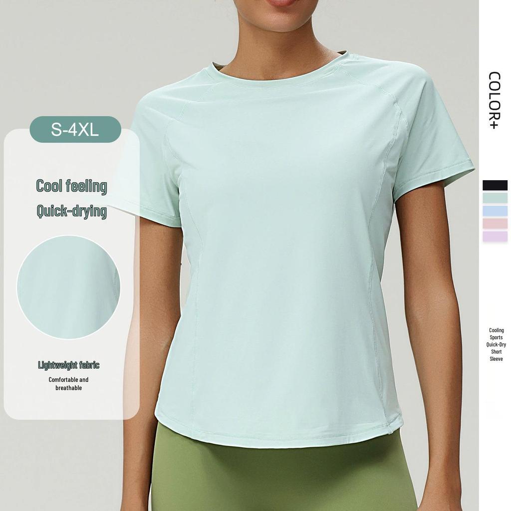 Plus Size Women's Quick-Dry Loose Fit Short Sleeve Running & Yoga T-Shirt