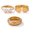 Ingemark 4 Styles Creative Trendy Imitation Pearls Chunky Spring Bangle Women Hip Hop Heavy Metal Open Wide Cuff Bangle Jewelry