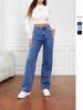 2025 Women's European & American Style Washed Denim Loose Straight-Leg Jeans for Autumn/Winter