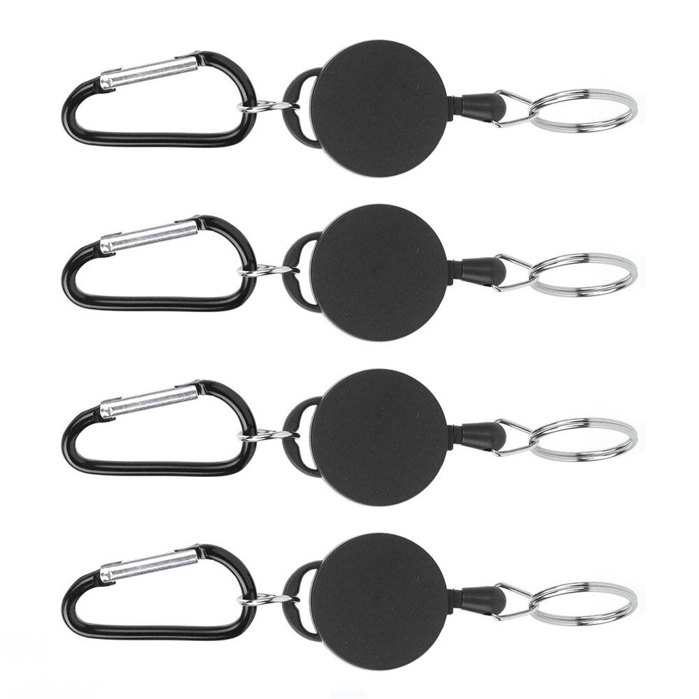 4 Stück Teleskop-Schlüsselanhänger Diebstahlsicher Kreativ Einziehbar Schlüsselring Nylonschnur Outdoor Karabinerhalter für Mobiltelefone Geldbörsen