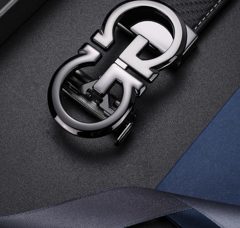 Paul Messder Men's Genuine Leather Belt with Automatic Buckle - High-End Business and Fashion Accessory.