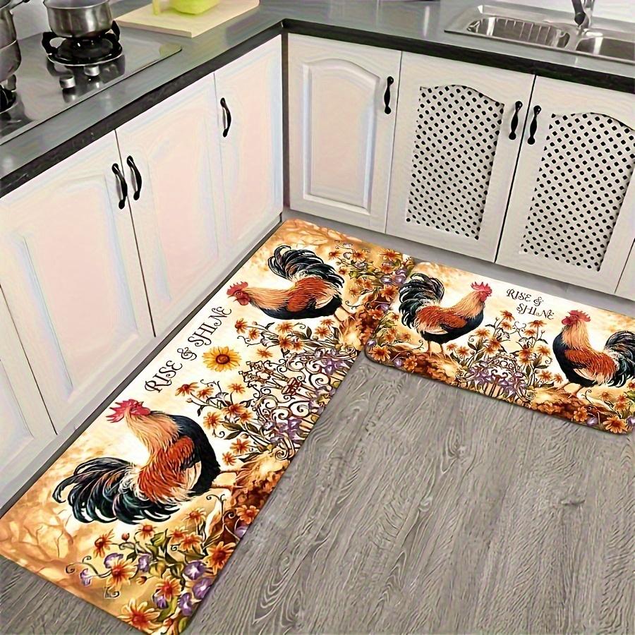 1 Stück Hahn Muster Fußmatte Modern Küche Polyester Teppich Rutschfest Bunt Innen Teppich, Für Zuhause Badezimmer Schlafzimmer Wohnzimmer Deko