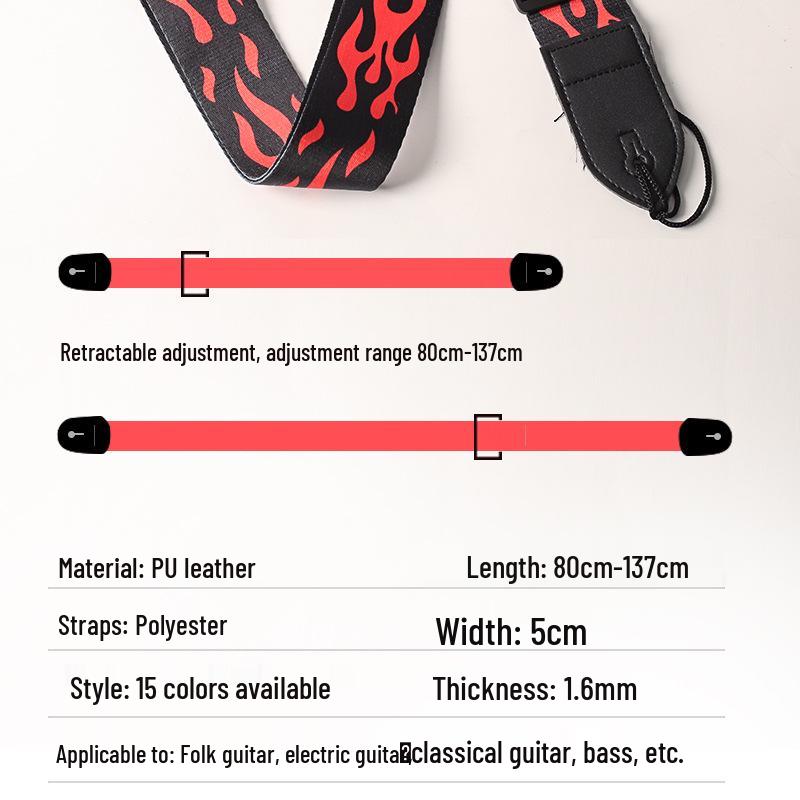 Guitar Strap for Folk, Electric, and Bass Guitars - Classic Model for Boys & Girls