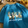 Just A Bestive Goose Print Unisex Basics T-Shirt Summer Loose Short Sleeve O-Neck Cotton Tee Fashion Unisex All-Match Clothing