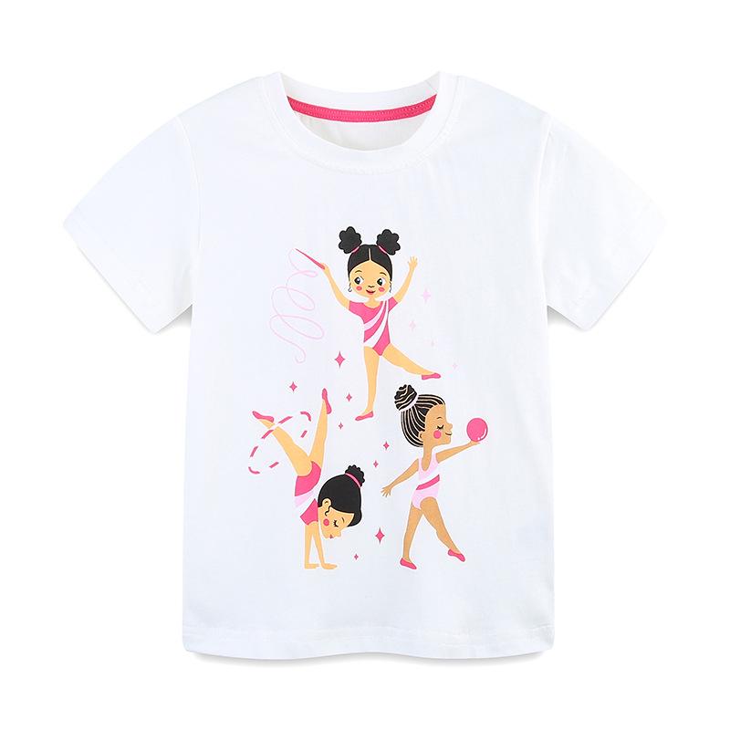 AostaBetty Girls Short Sleeve Summer T-shirt - European & American Style Fashion Print, Round Neck. 4Y (110 cm)