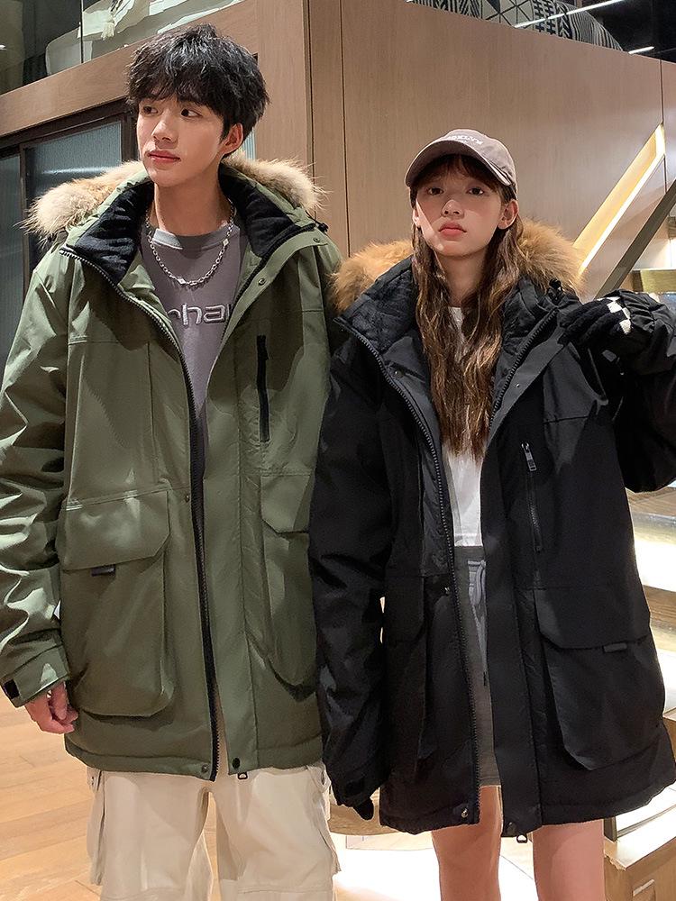 2025 Winter New Couple's Hooded White Duck Down Jacket - Men's Thick, Warm, Loose, Plus Size Outerwear