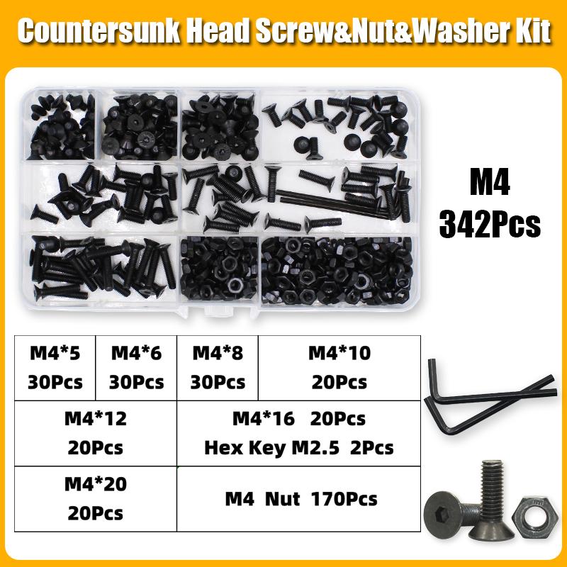 3045P Hex Hexagon Socket Countersunk Head Screw M2- M8 Carbon Steel Flat Head Bolt and Nut Washer Screws 10.9 Grade Alloy Steel