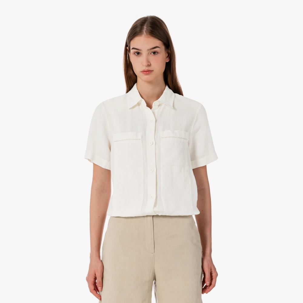 Lacoste Women's Linen Openwork Short Sleeve Shirt CF197E-56G70V