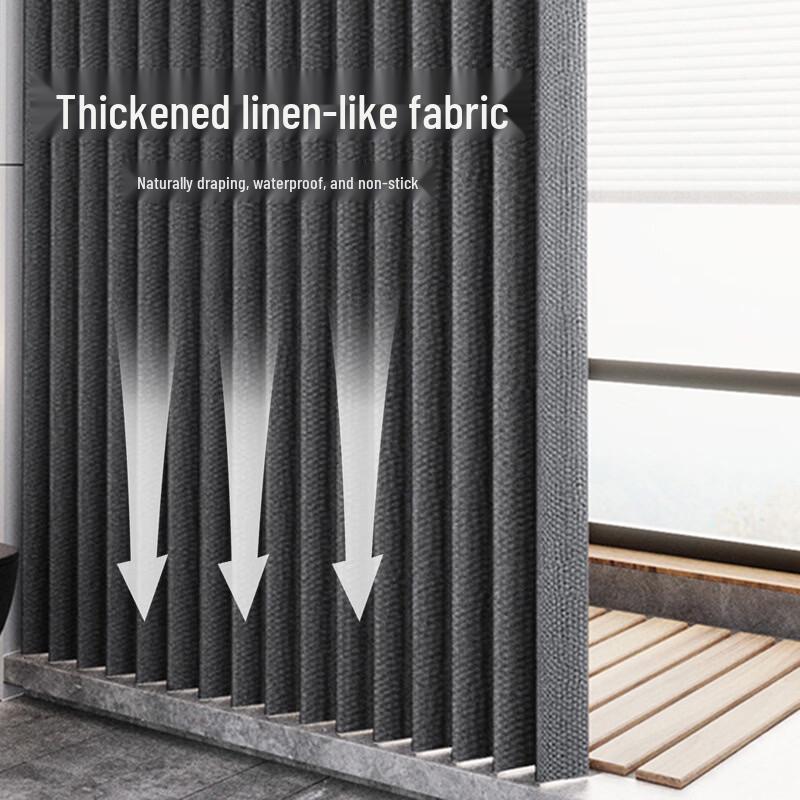 Hàndùn White Laminated Linen Shower Curtain