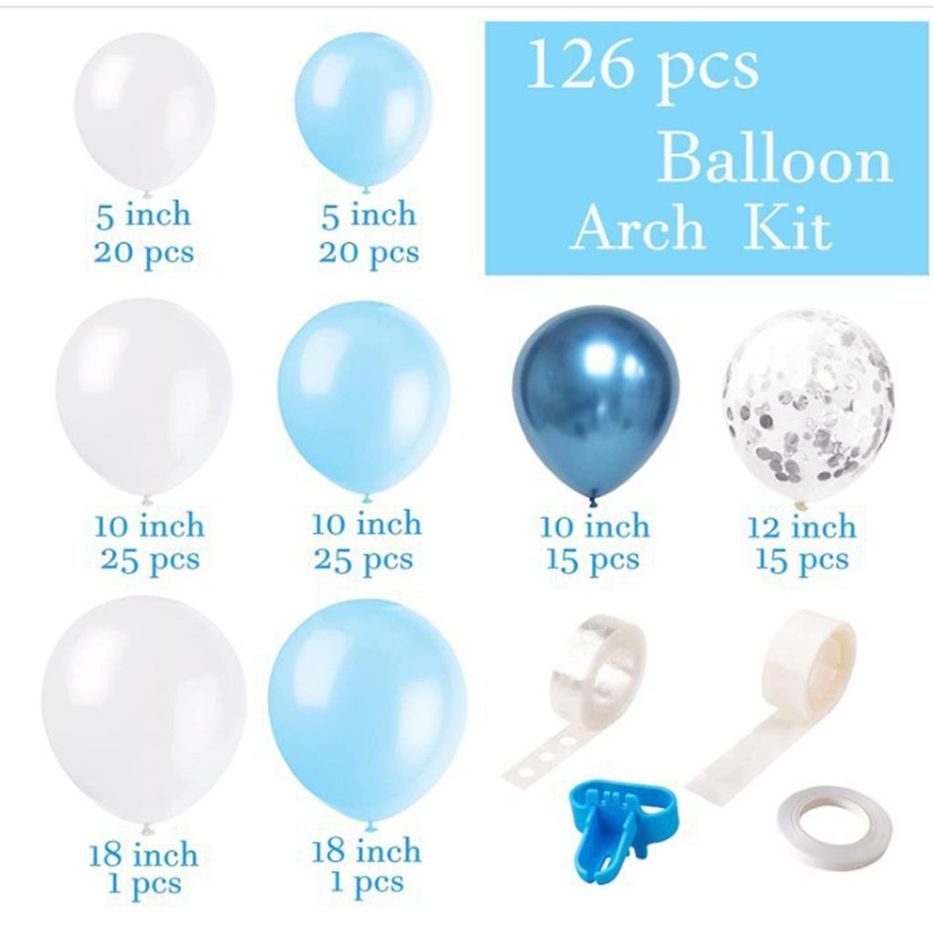 Metallic Blue Balloons With Silver Confetti For Baby Shower Birthday Wedding Decor