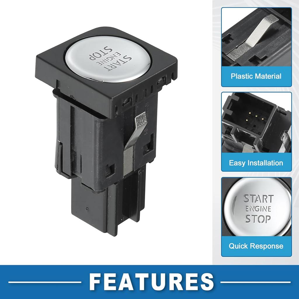 Push Button Starter Switch No.16D959839 Engine Start Stop Switch Button for Volkswagen Jetta 2011-2018 Silver Tone Black