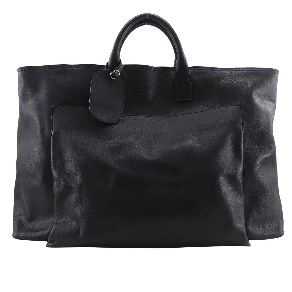 Gucci Boston Bag Black Calfskin Unisex Used
