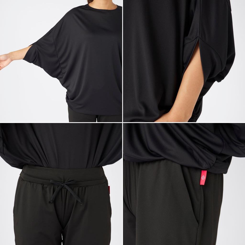 Set Top și Pantaloni Fitness Dolman Larg 344192 Negru M [Marie Claire] Tricou Femei