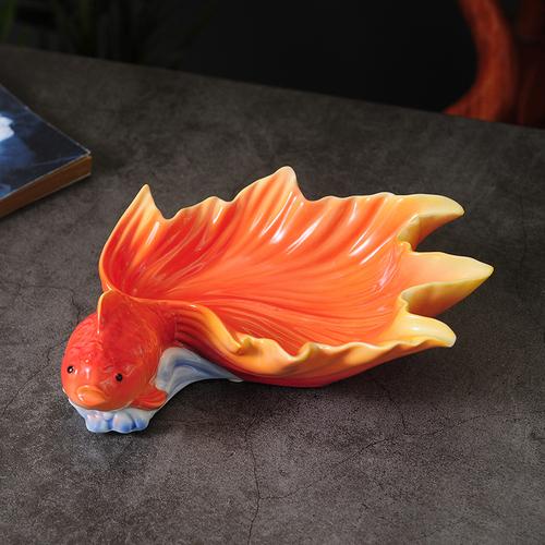 

Керамическая тарелка «Золотая рыбка», набор из 2 предметов, тарелка для закусок из сухофруктов, фруктовые тарелки, салатница, обеденные тарелки, поднос для ключей, украшения для хранения вещей красный