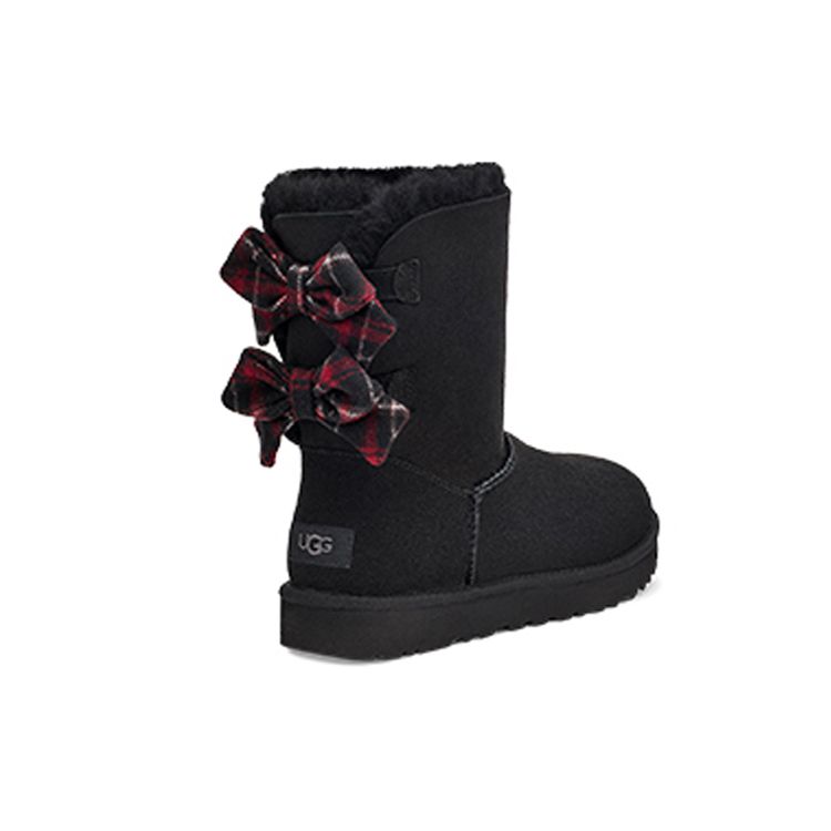 UGG Bequeme Wadenhohe Karomusterband Warme Wasserdichte Verschleißfeste Rutschfeste Schneestiefel Damenstiefel Schwarz 1118935-BLK
