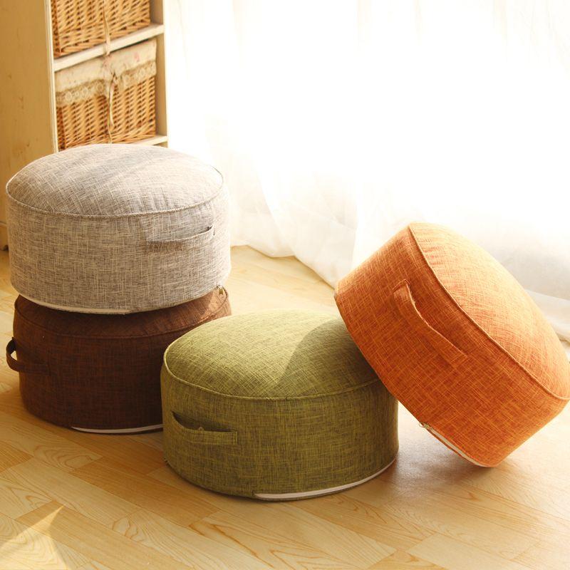 

Хлопок и Лен Съемный Моющийся Низкий Табурет Табурет для Переобувания Кофейный Столик Тканевое Рукоделие Light gray Diameter 30 height 20 or so