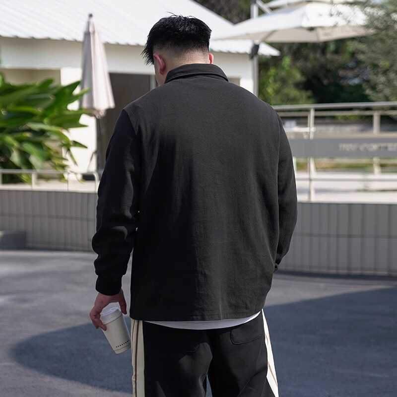 Men's sports and leisure warm padded and thickened sports long-sleeved polo shirt fashionable and versatile breathable and comfortable anti-wrinkle