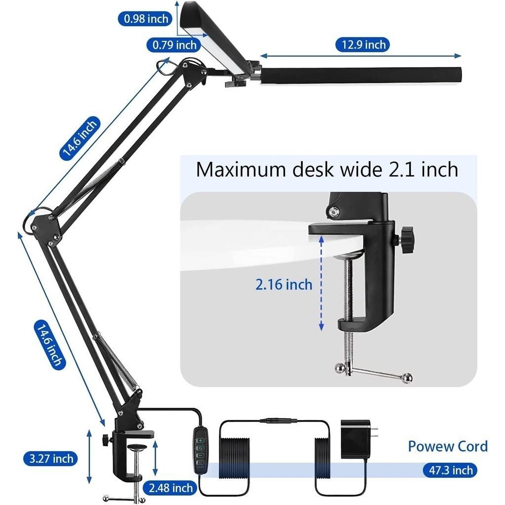 80CM 24W Study Gaming Work Table Light Super Wide Clip Desk Lamp Dimmable Double Head Study LED Lamp