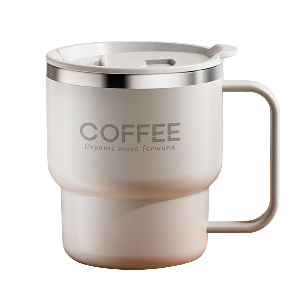 

Double Wall Insulated Water Cup with Handle Milk Cup Portable Coffee Mug білий