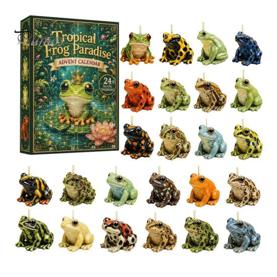 Holiday Tree Pendant Frog Advent Calendar 2026, 24 Days Christmas Countdown with Pcs 2D for Acrylic Ornaments, Cute Hanging Pendants Parties,