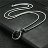 New Carved Double-ring Pendant Stainless Steel Necklace Ring Street Retro Personality Party Necklace Unisex