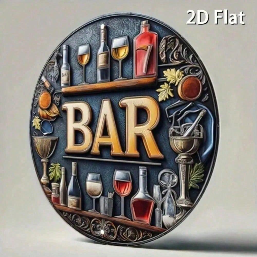 Vintage Round Tin Sign 8x12 Inch Retro Metal Wall Art Home Bar Rustic Aluminum Decor Kitchen Cafe