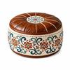 Round Shape Fillable Ottoman Pouf PU Leather Round Pouf Cover New Floor Seat Cushion  Home Use