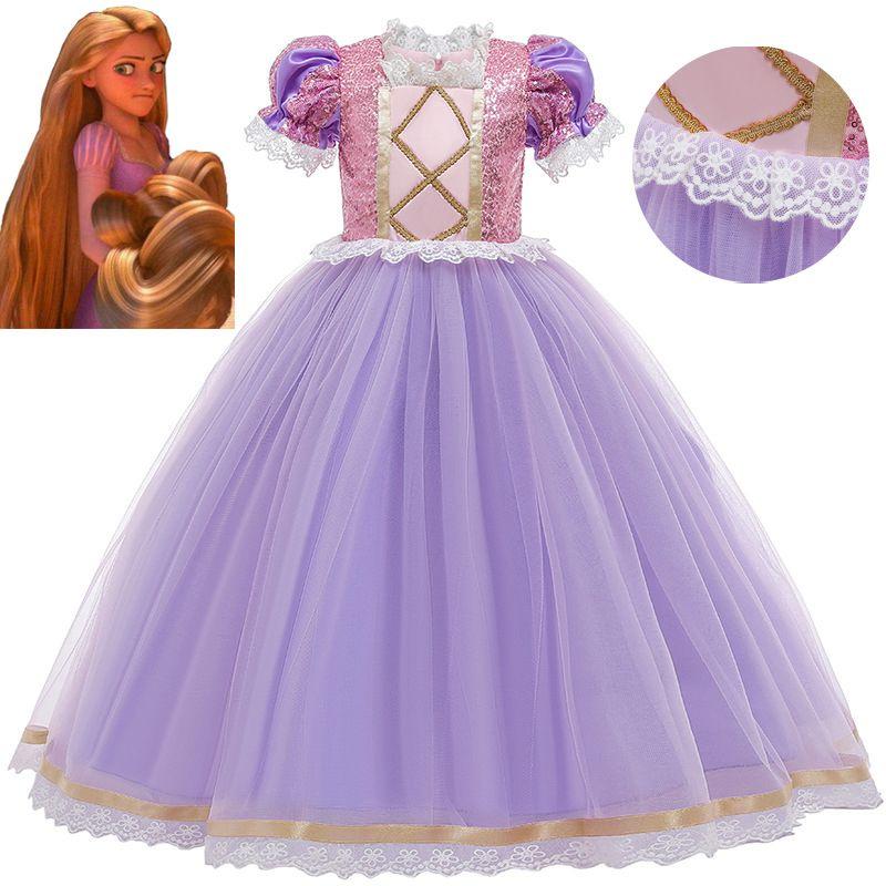 Förtrollande Trassel Rapunzel Prinsessa Maskerad Cosplay Kostym För Flickor