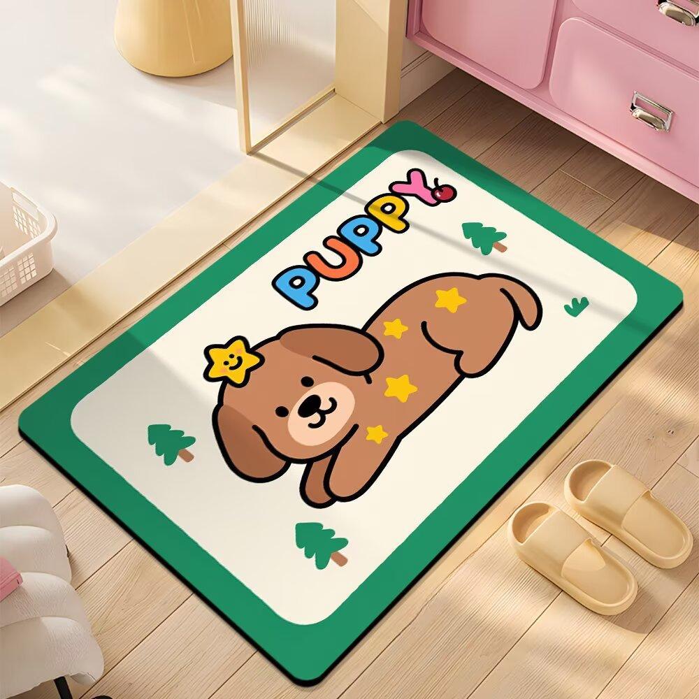 Floor Mat Bathroom Absorbent Mat Cartoon Cute Dopamine Non-slip Mat Household Dirt-resistant Foot Mat Diatom Mud Floor Mat 40*60cm