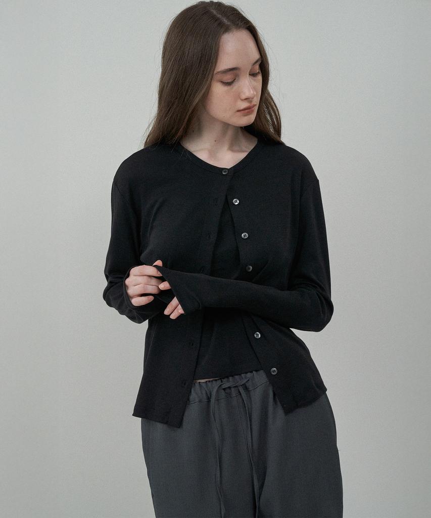 Mott Silket Two-Way Cardigan Set - Black