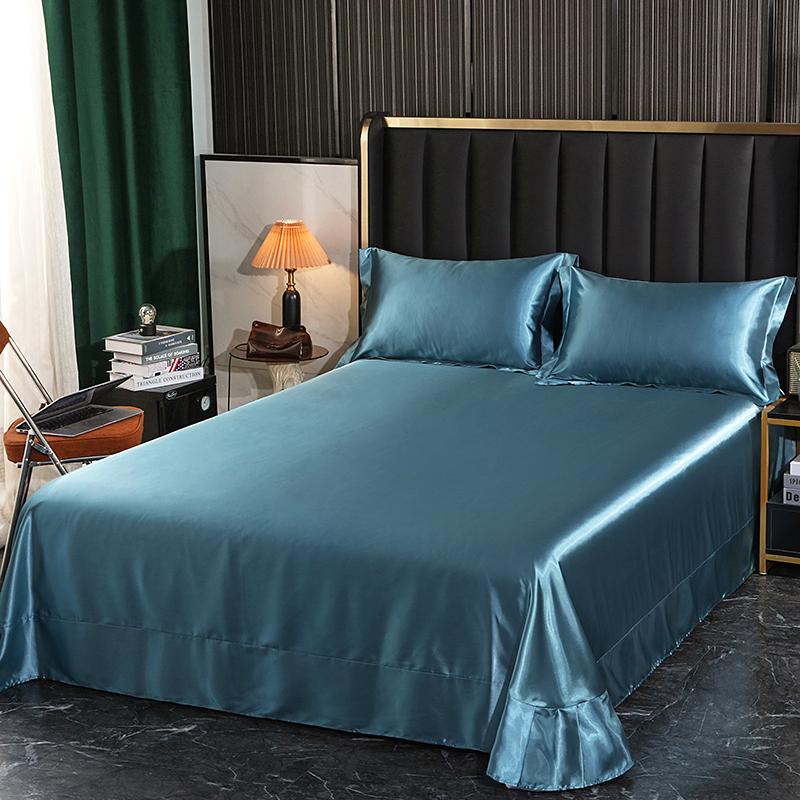 Luxury Natural Mulberry Silk Bed Sheet Set or Only A Bedsheet High-end Stain Queen Ruffles Bed Sheet and Pillowcase Bed Linens