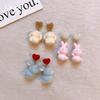 Silver Needle Autumn and Winter Retro Flocking Rabbit Love Earrings Sweet Premium Earrings Cute Girl Heart Earrings Wholesale