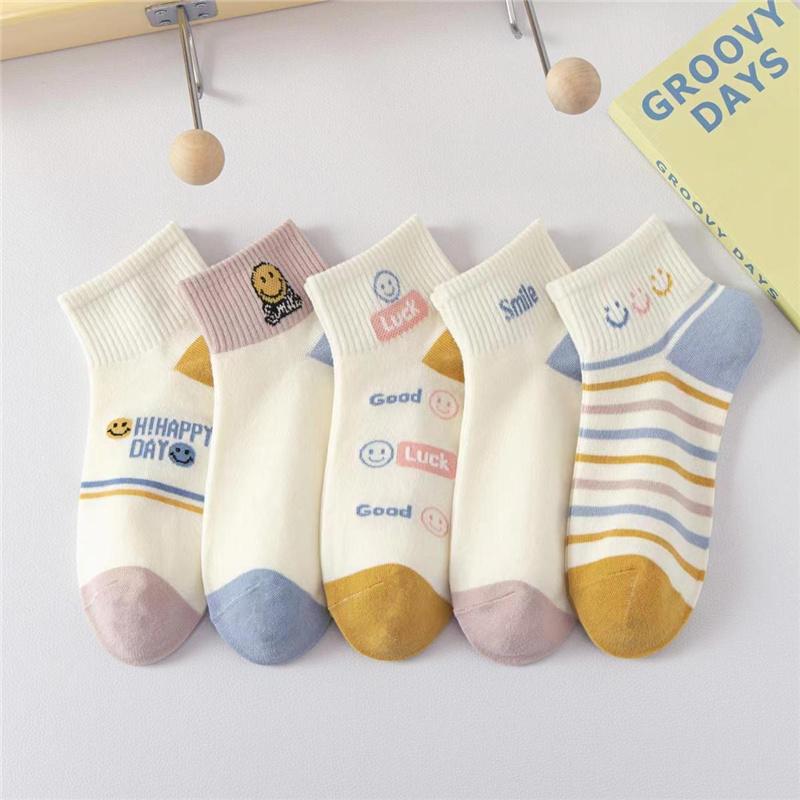 

5 пар/комплект мультфильм повседневные дышащие весна лето осень женские девушки невидимые носки-лодочки до щиколотки 5Pairs/set