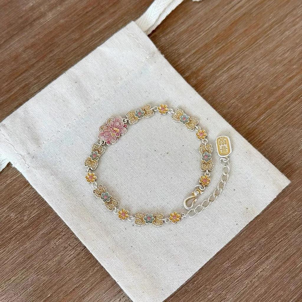 Enamel Butterfly Chinese Style New Chinese Bracelet for Women, Light Luxury Niche High-End Design Jewelry