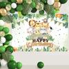 Sfondo per festa di safari con animali della giungla, sfondo Wild One, decorazione per festa di compleanno per il primo anno, sfondo per foto per neonato