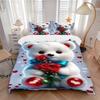 3pcs Anime Cartoon Teddy Bear Bedding Set - Includes One Quilt Cover and Two Pillowcases (No Core) - Perfect for Bedroom and Guest Room Deco