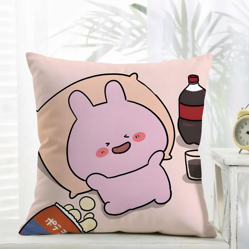 Asamimichaan Asleep Cute Asamimi Cushion Cover comfort Daily Washable Linen Soft  for Sofa Bed Home Room Decor