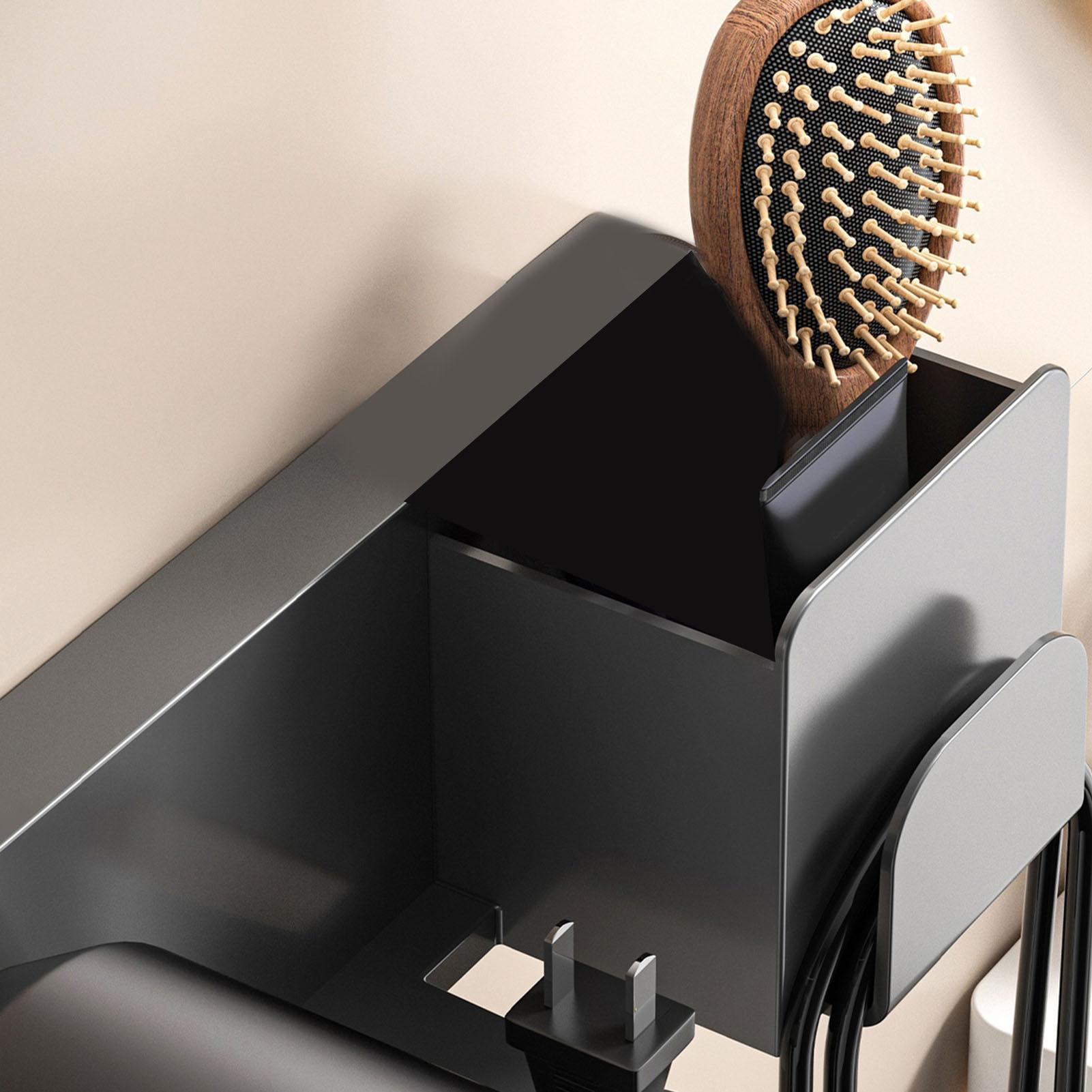 

Hair Dryer Holder Water Proof ABS Wall Mounted Adhesive Blow Dryer Rack for Combs Hairpins Hair Dryer Nozzles Gray Metal Grey